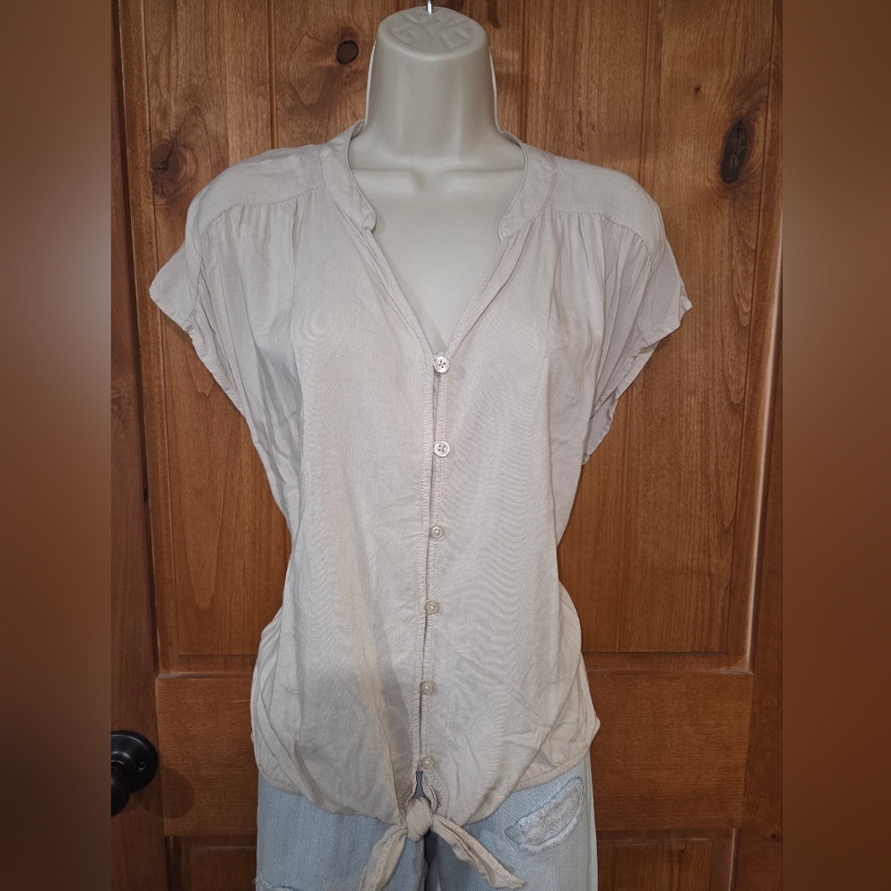 Elegant Beige Button-Down Shirt for Women